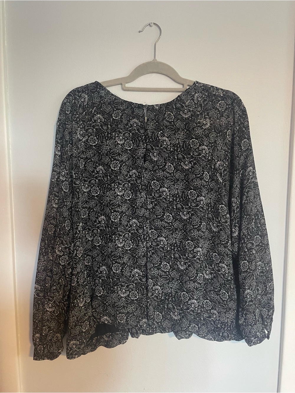 Black Tape Women's Black Floral Flowy Long-Sleeve Blouse 1X